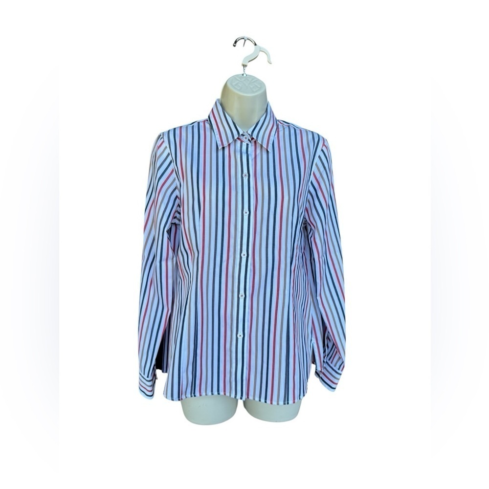 Foxcroft Women’s Striped Long Sleeve Button Up Wrinkle Free 100% Cotton Size 8P